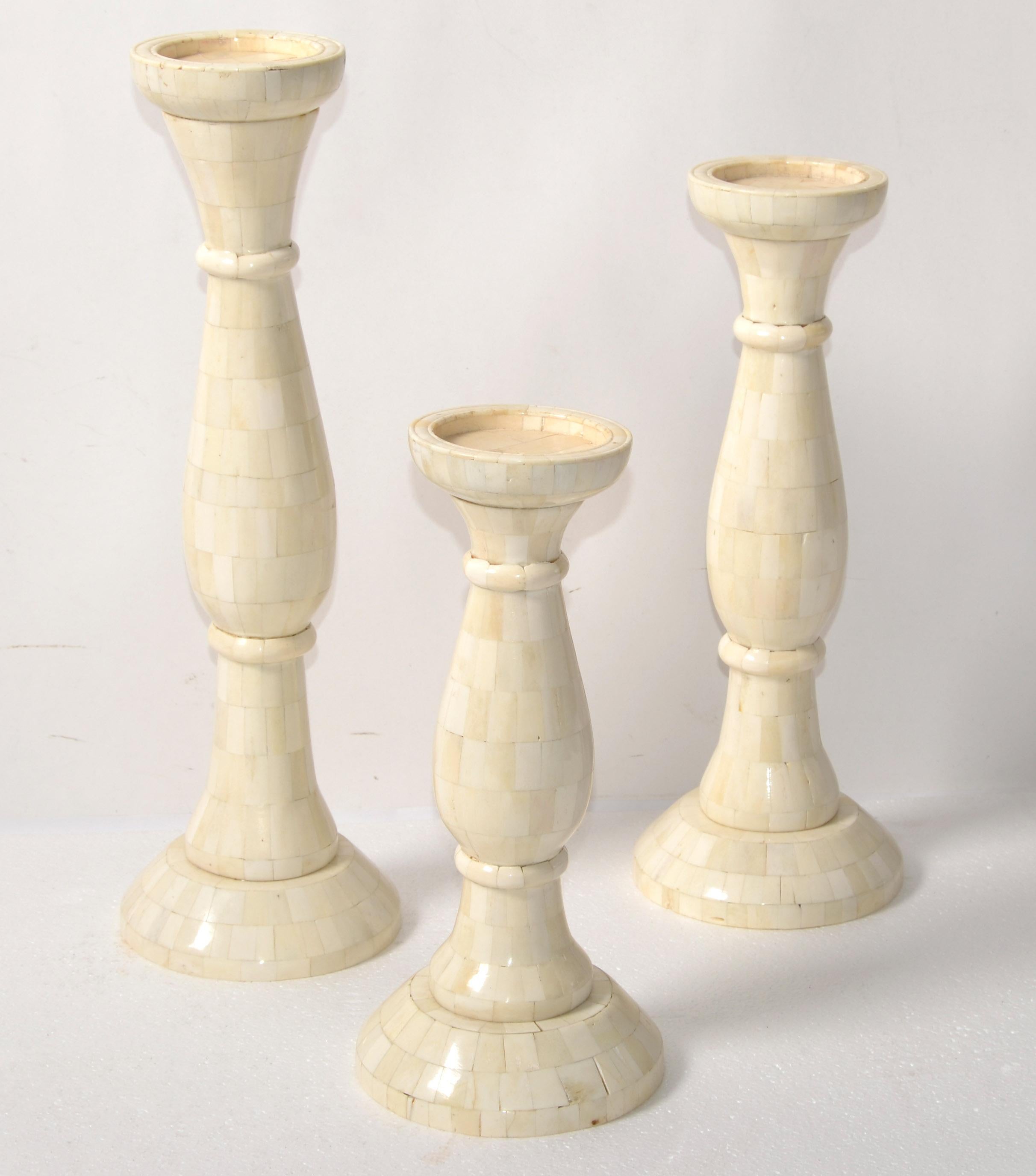 These 3 graduated pillar candle holders are perfect for decorating your fireplace, bedroom, dresser, dining table, kitchen, living room, and more. Besides daily home decoration, this tall candle holder with a rustic look is also the perfect table