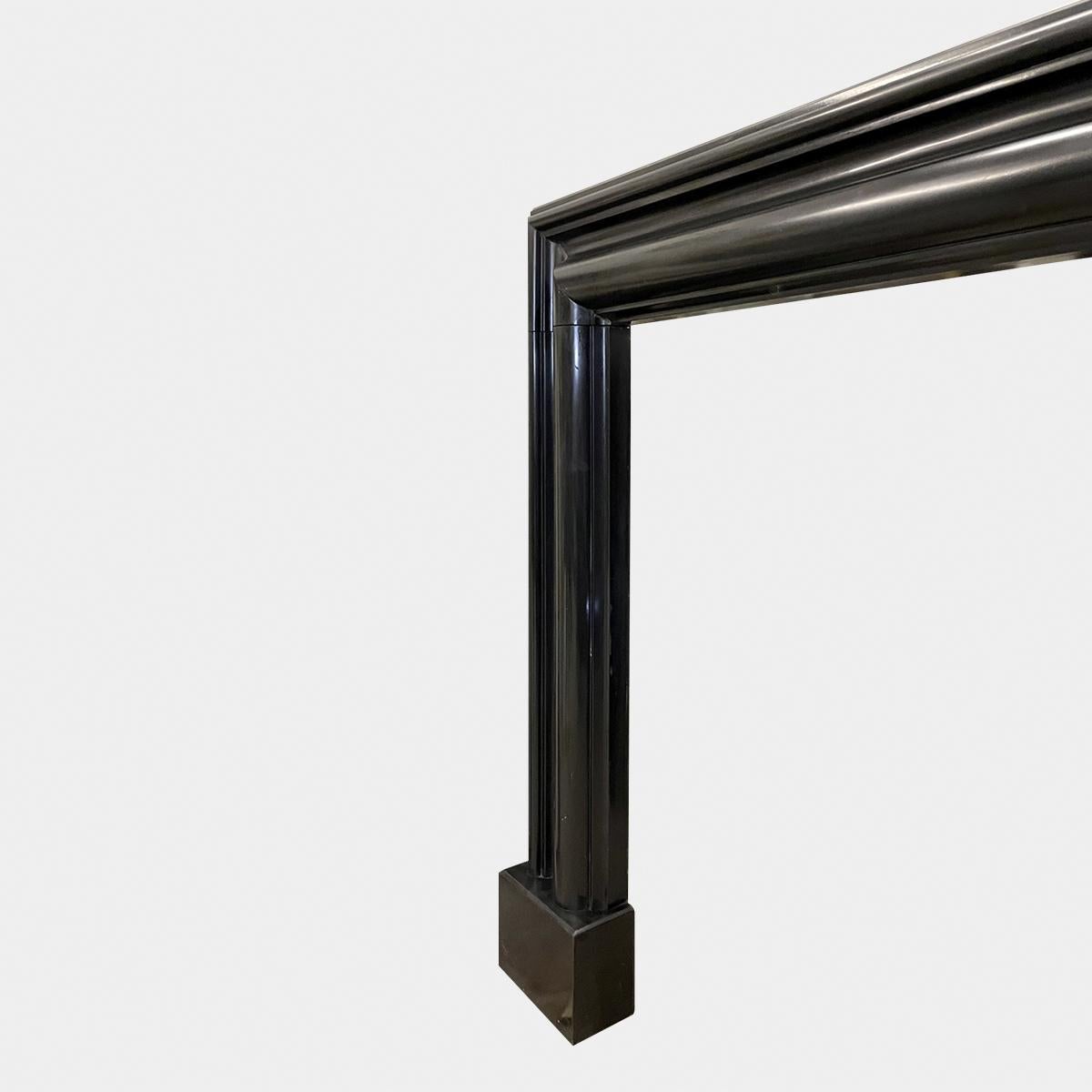 A large  Italian slate fireplace in fine Bolection mouldings. Reclaimed from a central London property in Mayfair. Images are a true reflection of condition. Great piece for the price.  

Opening size

Measures: 120cm W x 108cm h