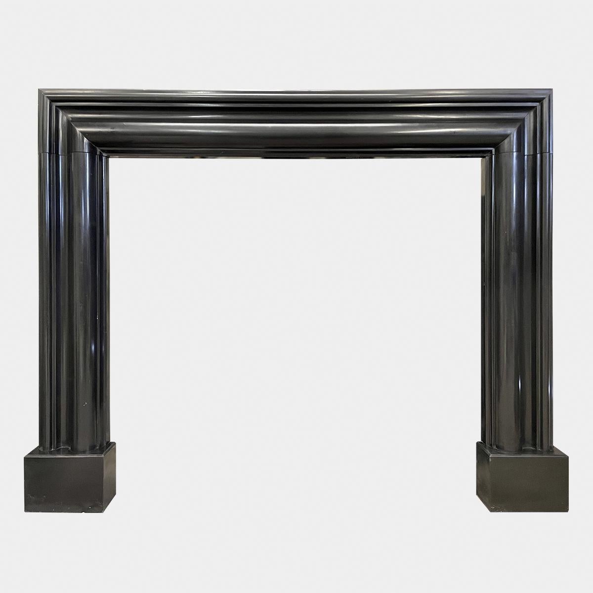 Queen Anne 3 Large Reclaimed Black Polished Stone Bolection Fireplace Mantels For Sale