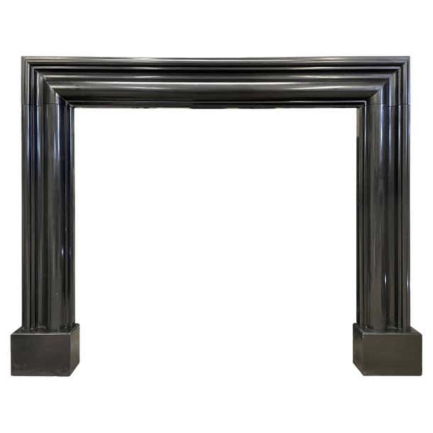 Bolection Facing 3 Large Reclaimed Black Polished Stone Bolection Fireplace Mantels For ...