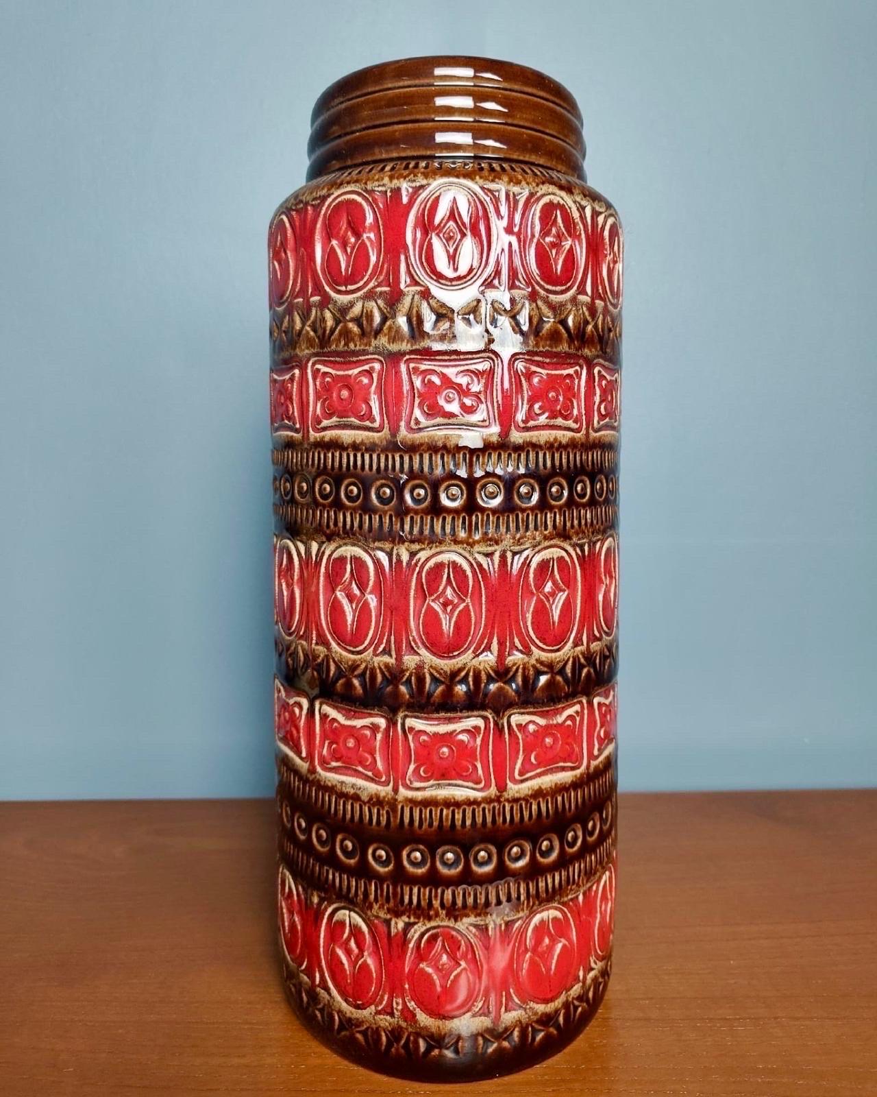 3 Large West German Vases Pottery Mid Century Vintage Retro MCM In Excellent Condition For Sale In Cambridge, GB