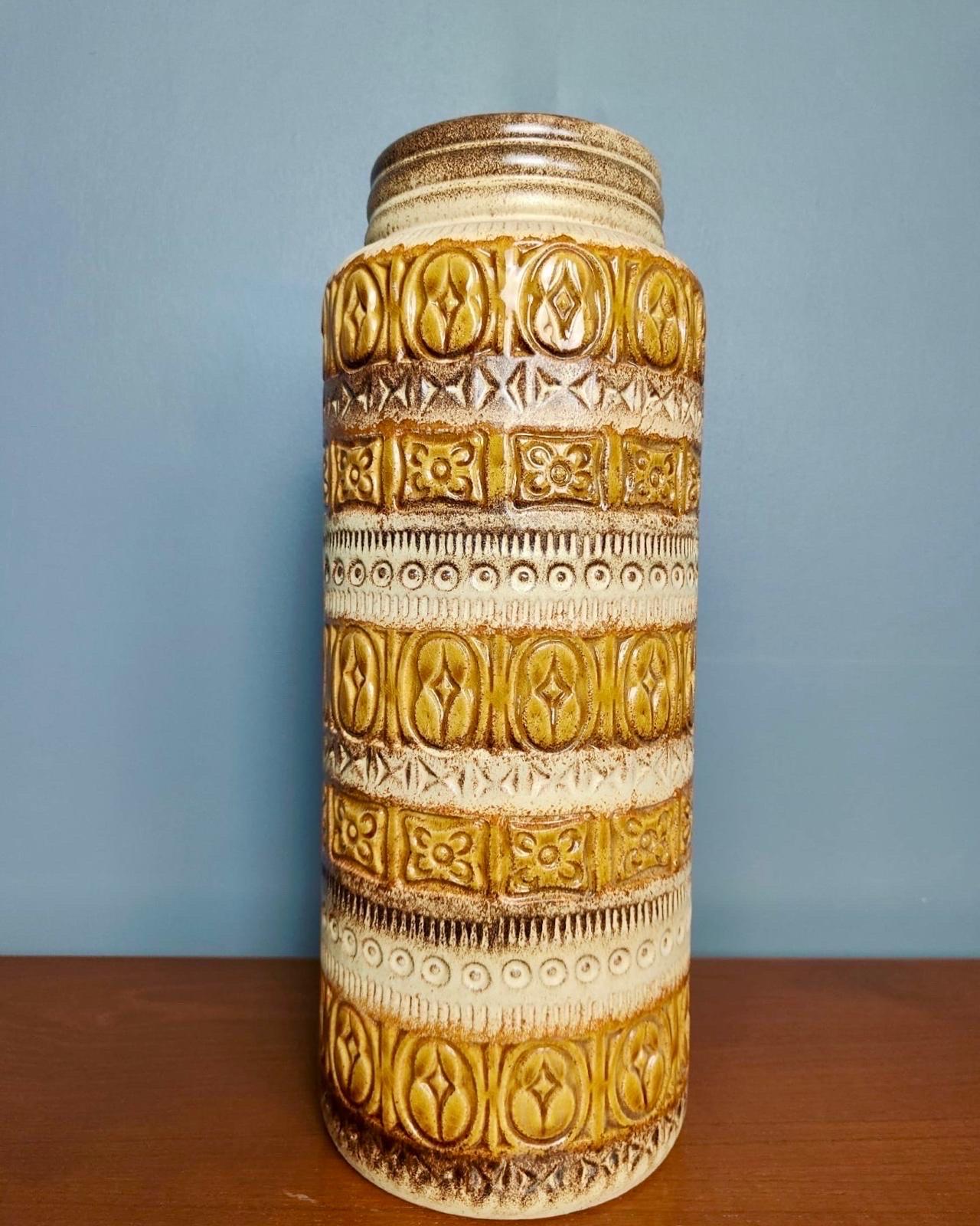 Ceramic 3 Large West German Vases Pottery Mid Century Vintage Retro MCM For Sale