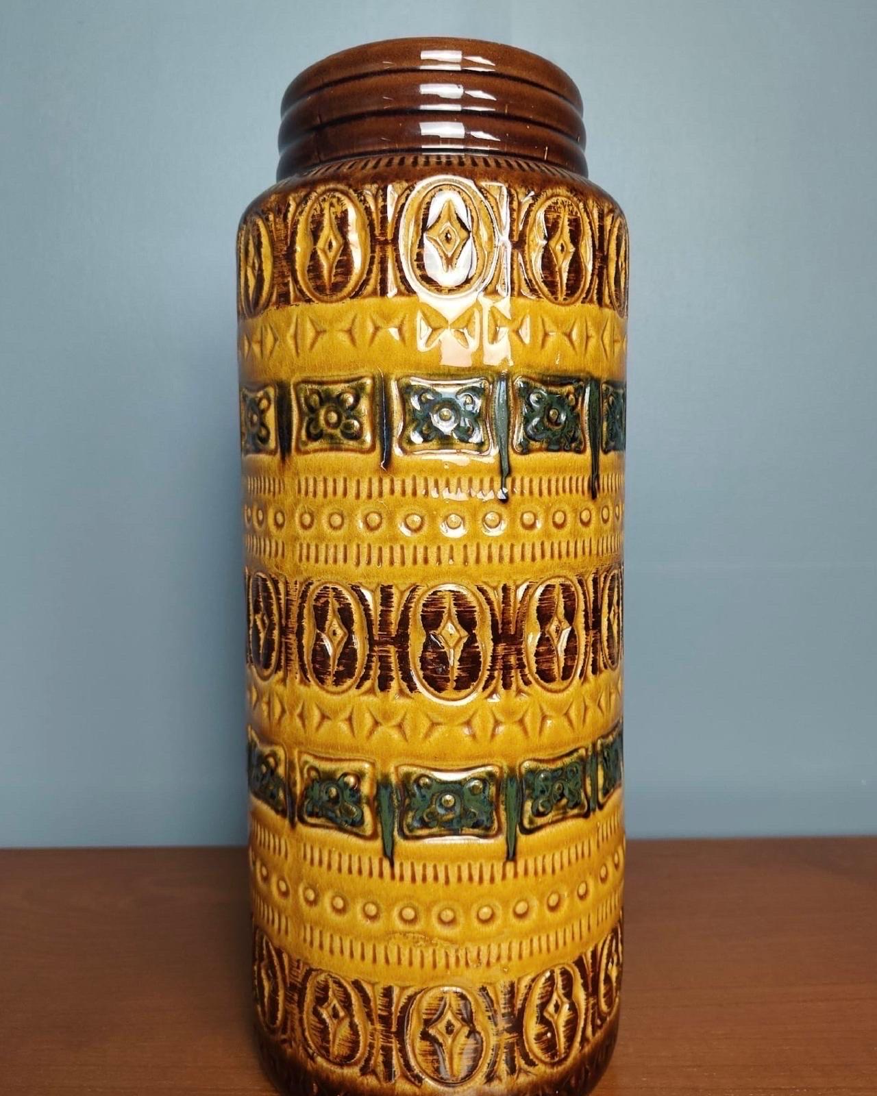 3 Large West German Vases Pottery Mid Century Vintage Retro MCM For Sale 2