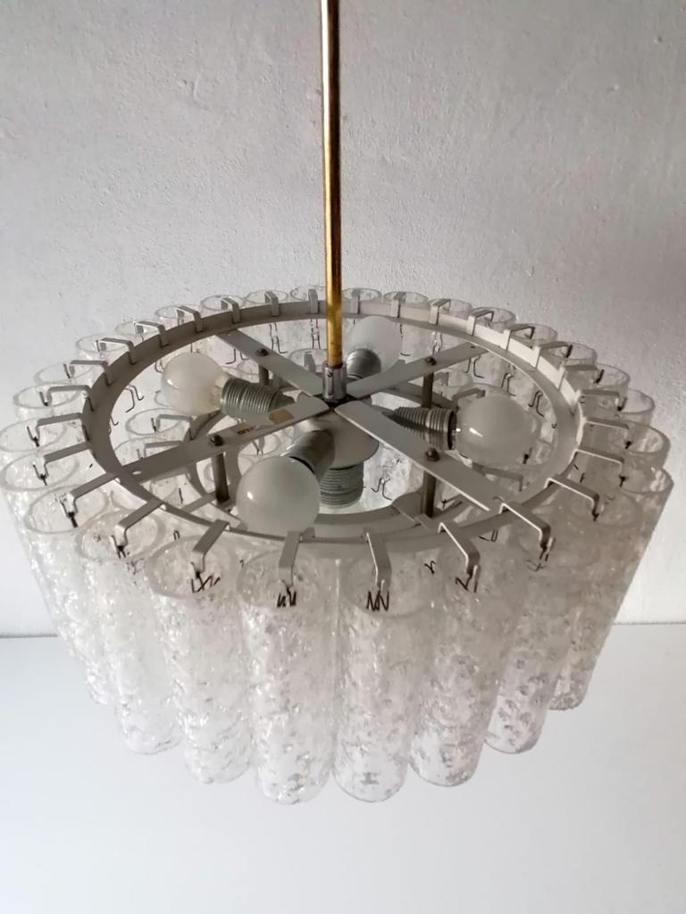 3 Layer Multiple Ice Glass Tubes Chandelier by Doria Leuchten, 1960s Germany 6