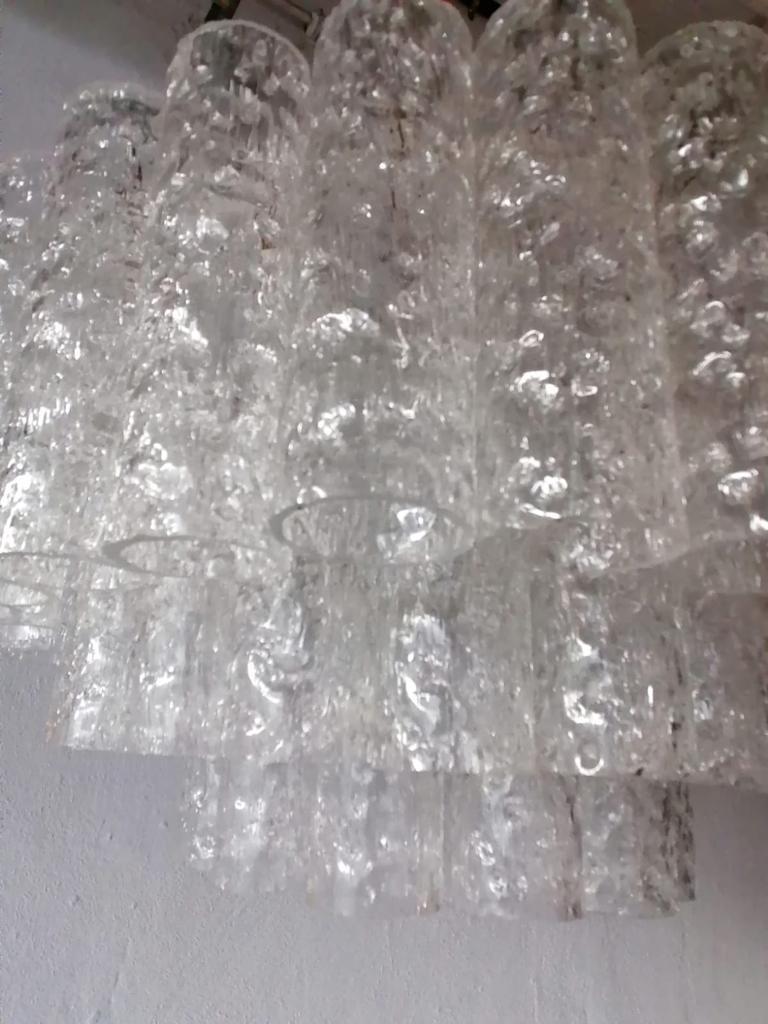 3 Layer Multiple Ice Glass Tubes Chandelier by Doria Leuchten, 1960s Germany 3