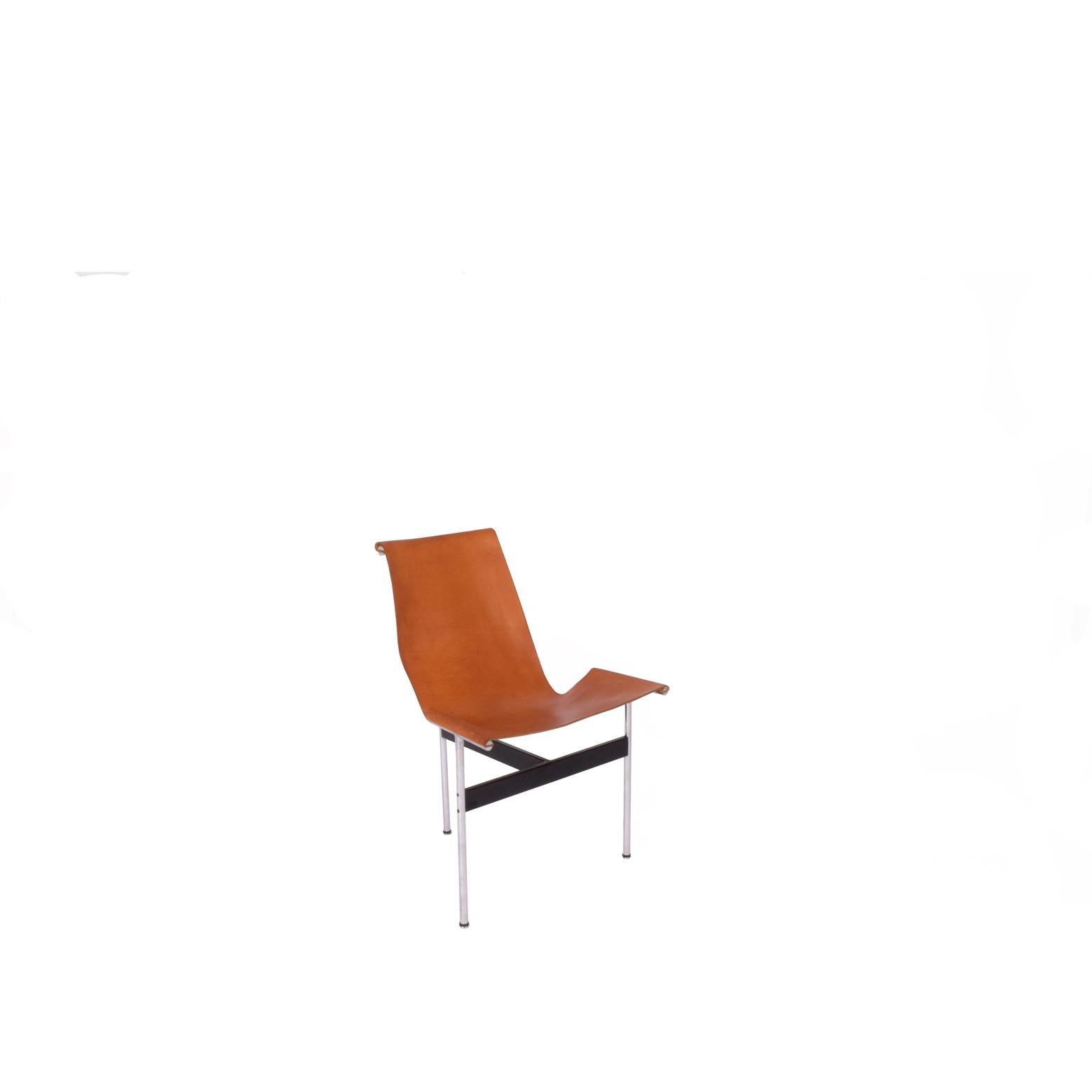 3-LC side chair chrome-plated tubular steel, painted steel,Natural saddle leather.