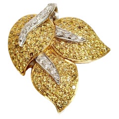 Vintage 3 Leaf Shaped Yellow Diamond Pendant