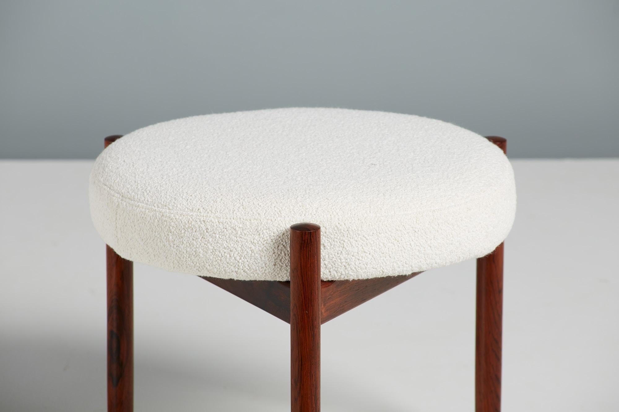 3-Leg 1960s Danish Rosewood Stool with Boucle Seat In Good Condition In London, GB