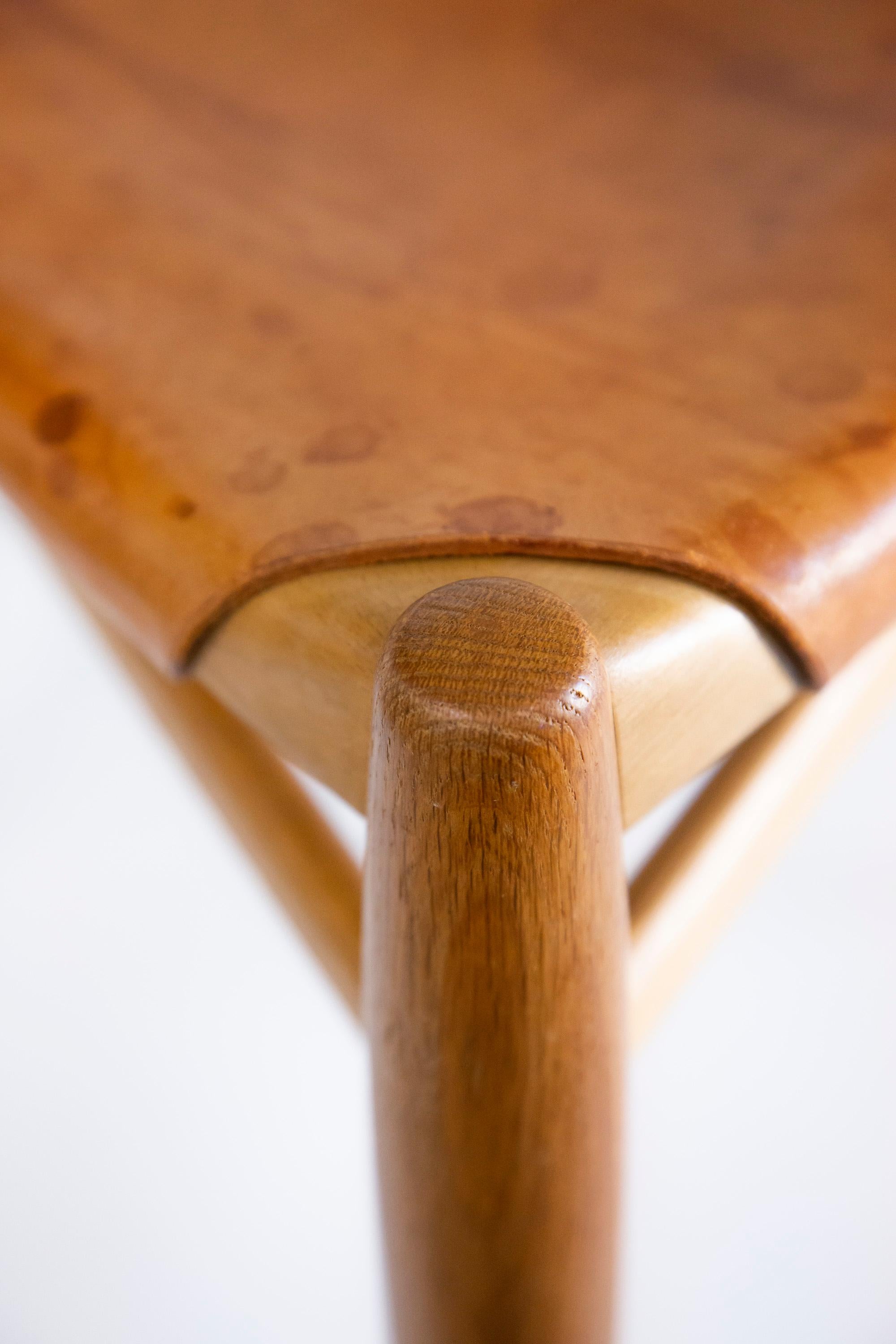 Tabouret à 3 pieds en Oak par Uno & Östen Kristiansson, Luxus - Vittsjö Suède années 60 en vente 11