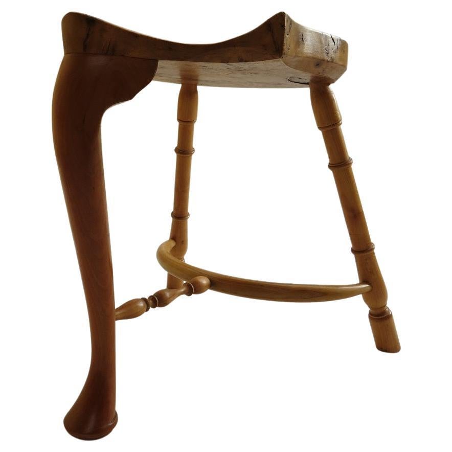 3 Legged Stool Bespoke Made Burr Ash by Stewart Linford c For Sale at