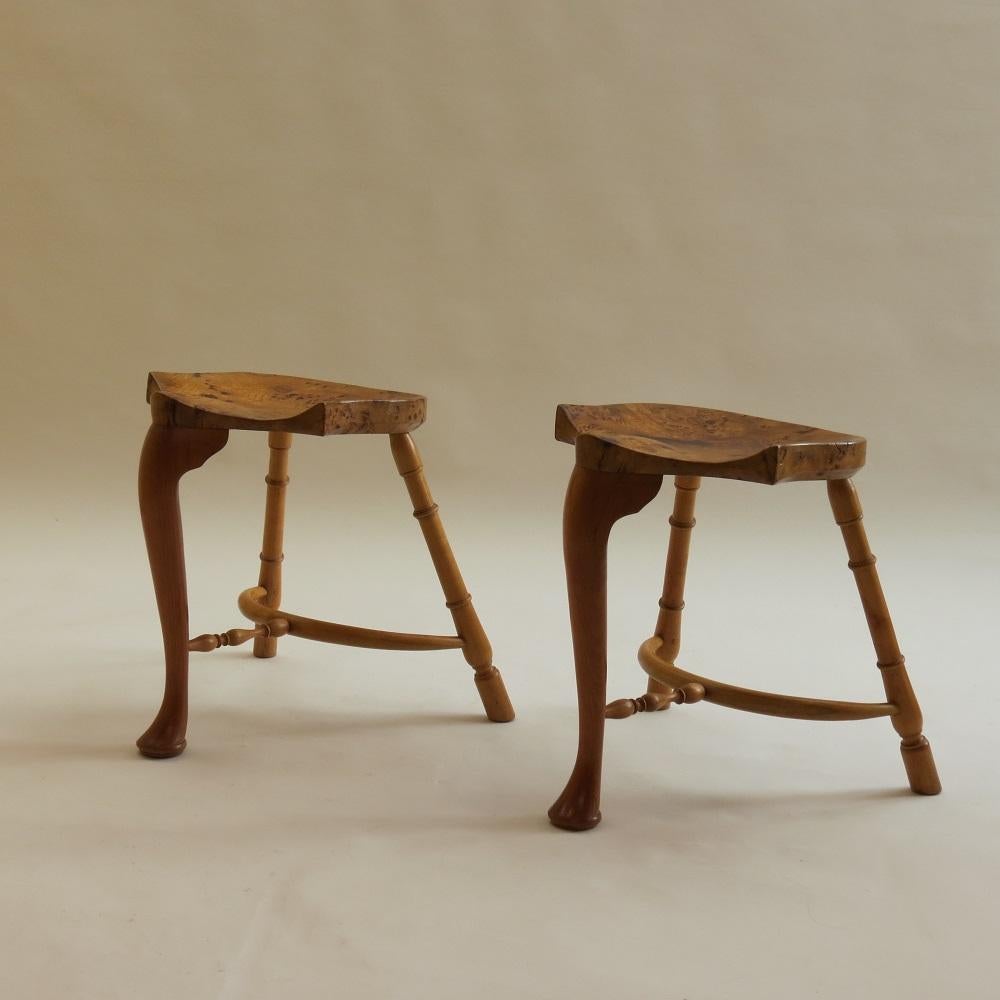 3 Legged Stool Bespoke Made Burr Ash by Stewart Linford D 2