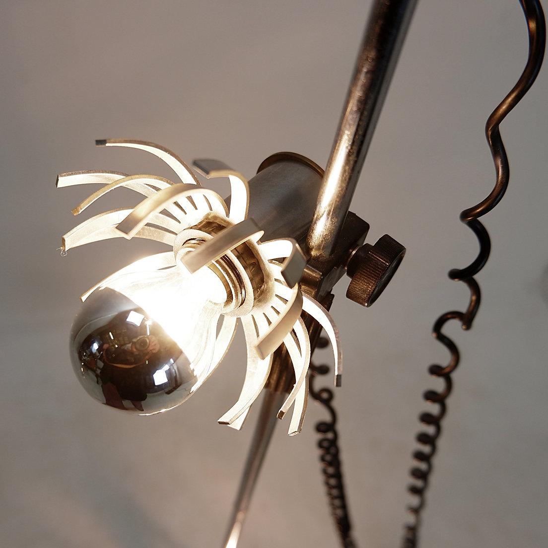 Lámpara de pie de flores regulables de 3 luces - Años 70 en venta 4