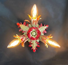 3-Light Banci Firenze Ceiling or Wall Light, Red and Custard, 1960s Italy