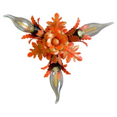 3-Light Banci Firenze Sconce or Ceiling Light, Red and Gold, 1960s Italy