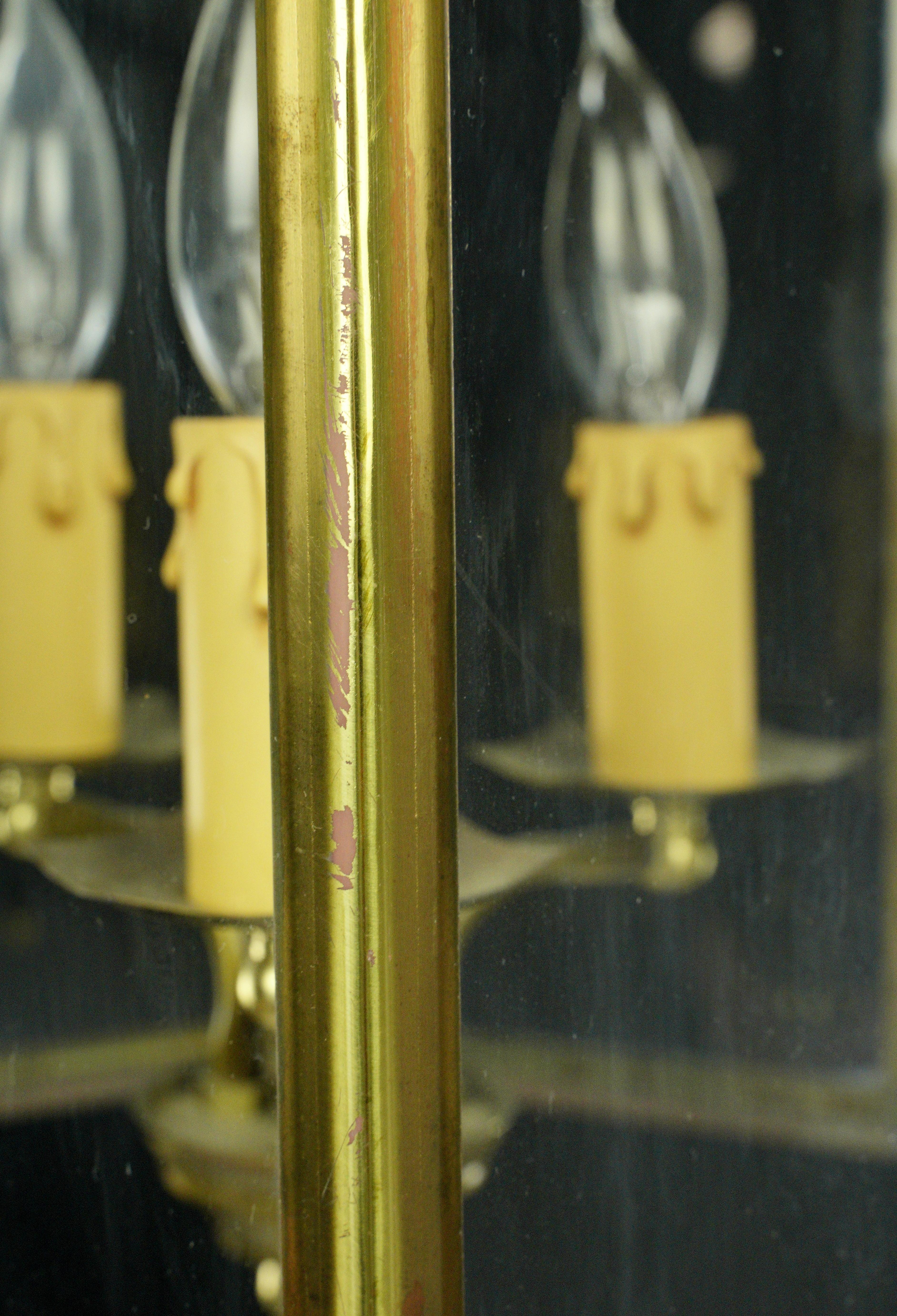 3 Light Brass & Glass Hexagonal Lantern Pendant Light For Sale 7