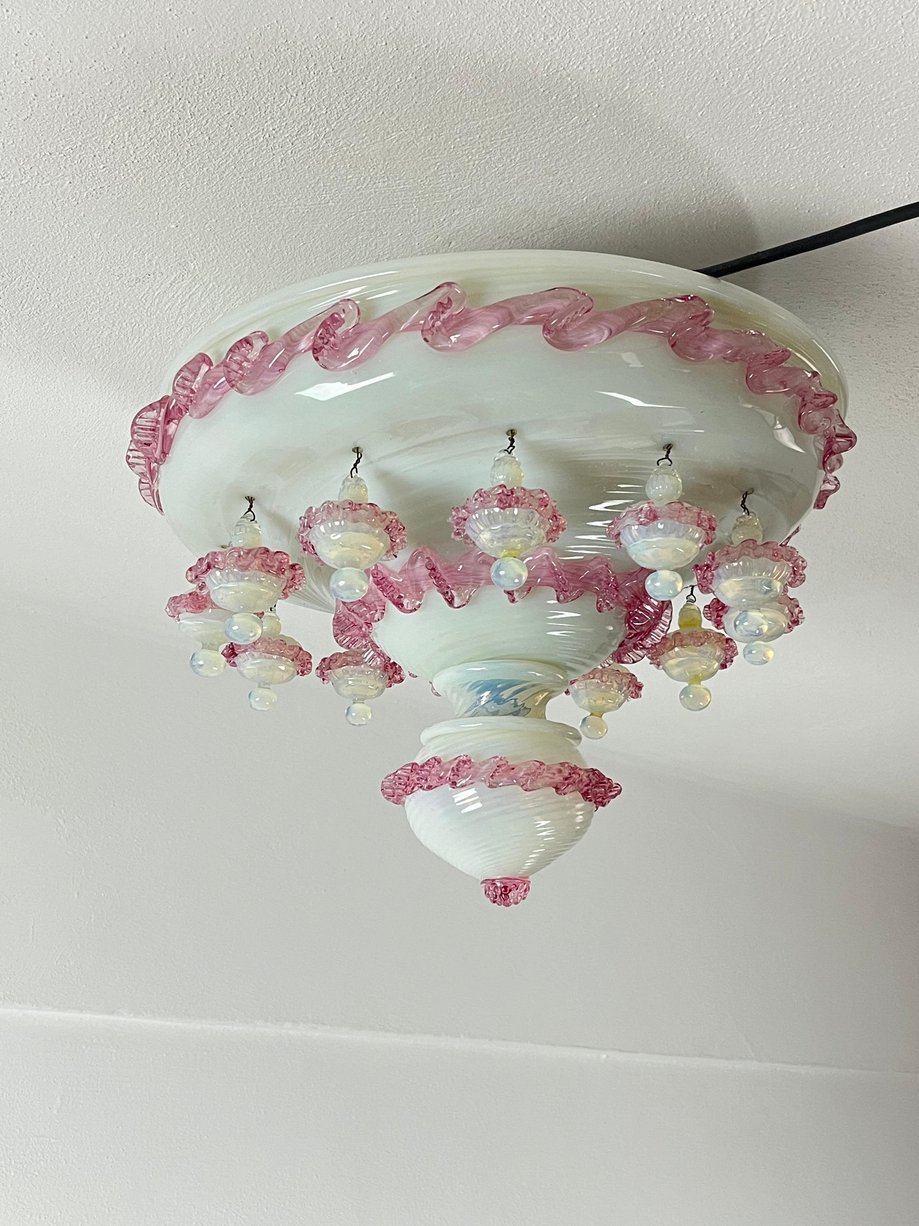 Late 20th Century 3-Light Ceiling Light in Murano Glass, Italy, 1970s For Sale