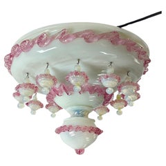 Vintage 3-Light Ceiling Light in Murano Glass, Italy, 1970s