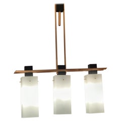 3-light chandelier in opaline Maison Arlus 1950