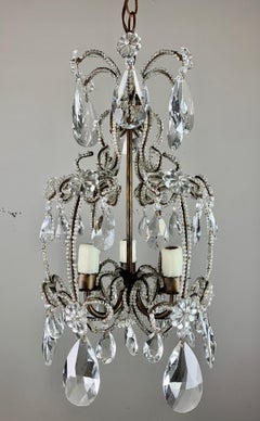 3-Light Crystal Chandelier, circa 1930s