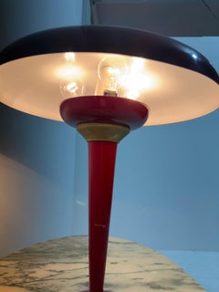 3-light desk lamp in enameled metal and brass, attributed to Elio Martinelli