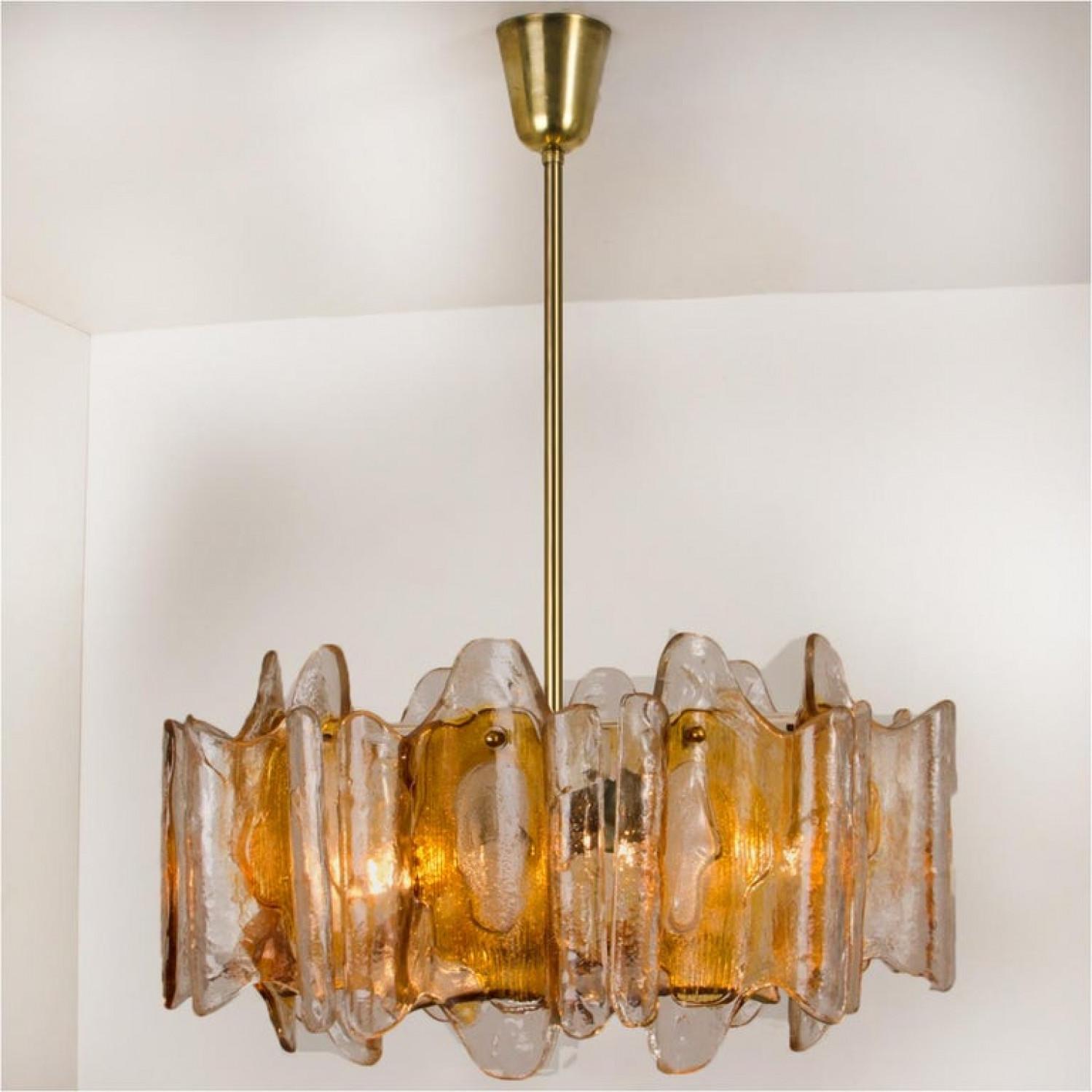 3-Light Fixtures by J.T. Kalmar, Crystal Glass, 1 Chandelier and 2 Wall Lights For Sale 2