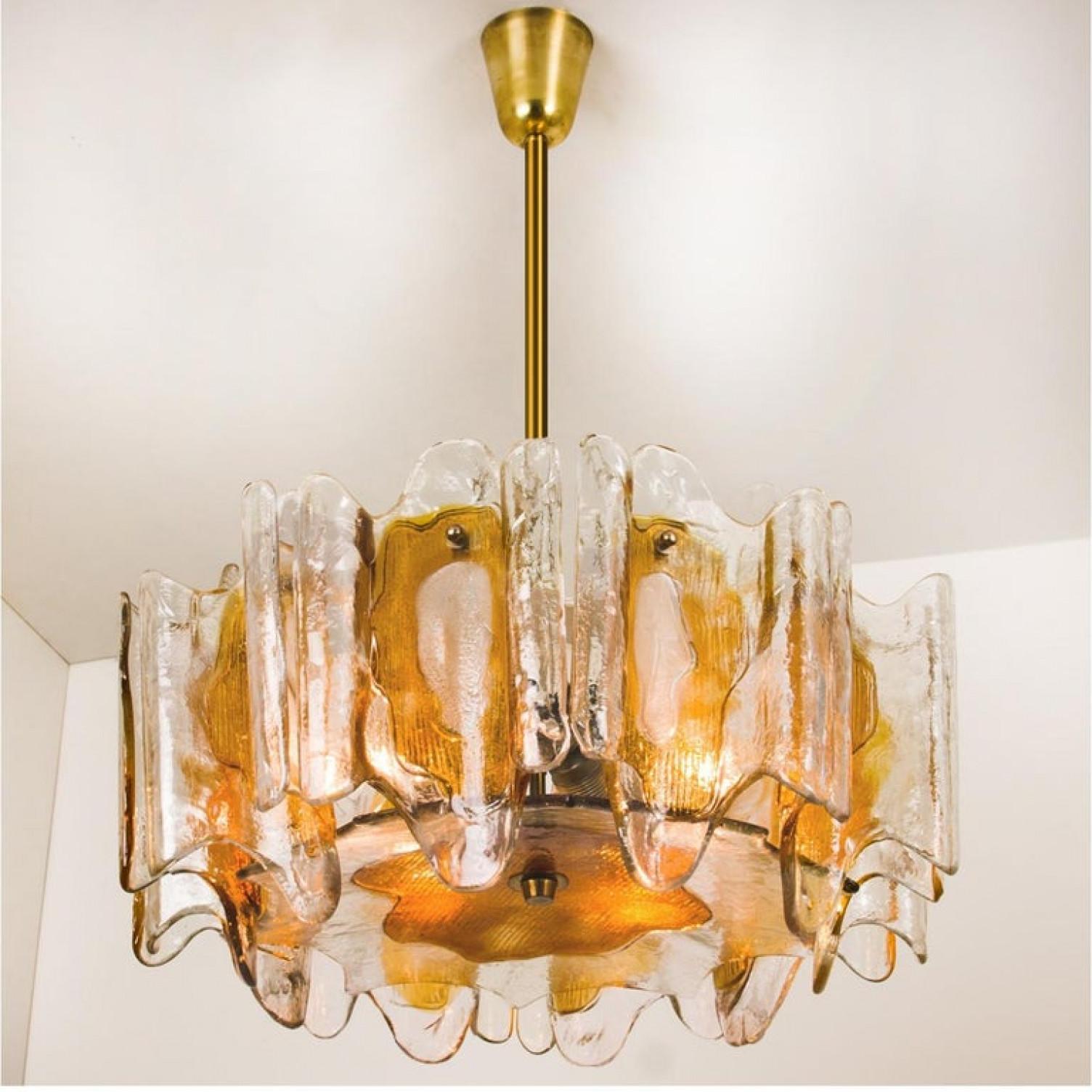 20th Century 3-Light Fixtures by J.T. Kalmar, Crystal Glass, 1 Chandelier and 2 Wall Lights For Sale