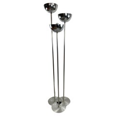 3-Light Floor Lamp Lamperti Chromed Steel Italian Design Mid-Century 1968