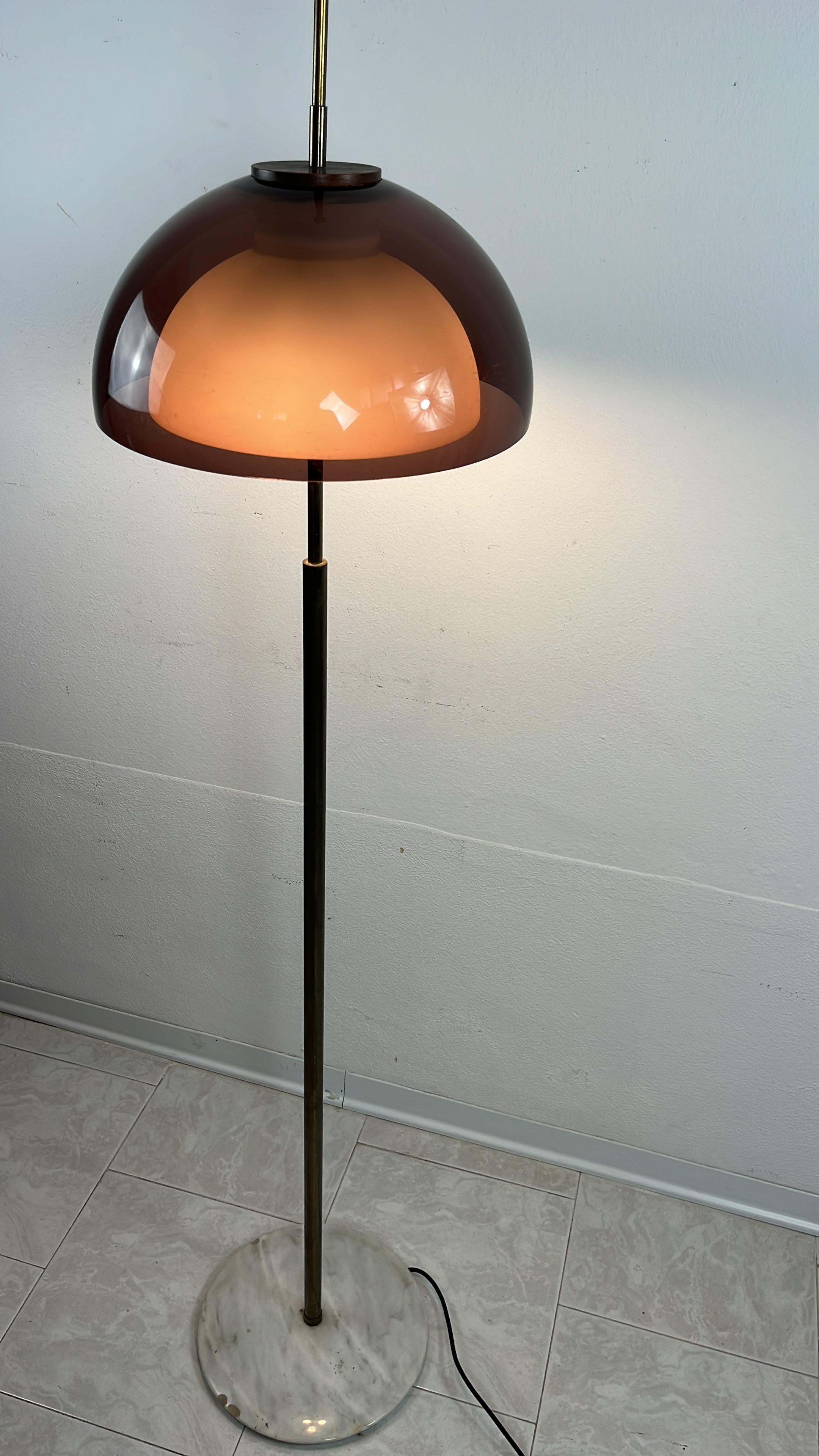 Metal 3-Light Floor Lamp Stilux Milano Plexiglass And Glass Mid-Century Italian Design For Sale