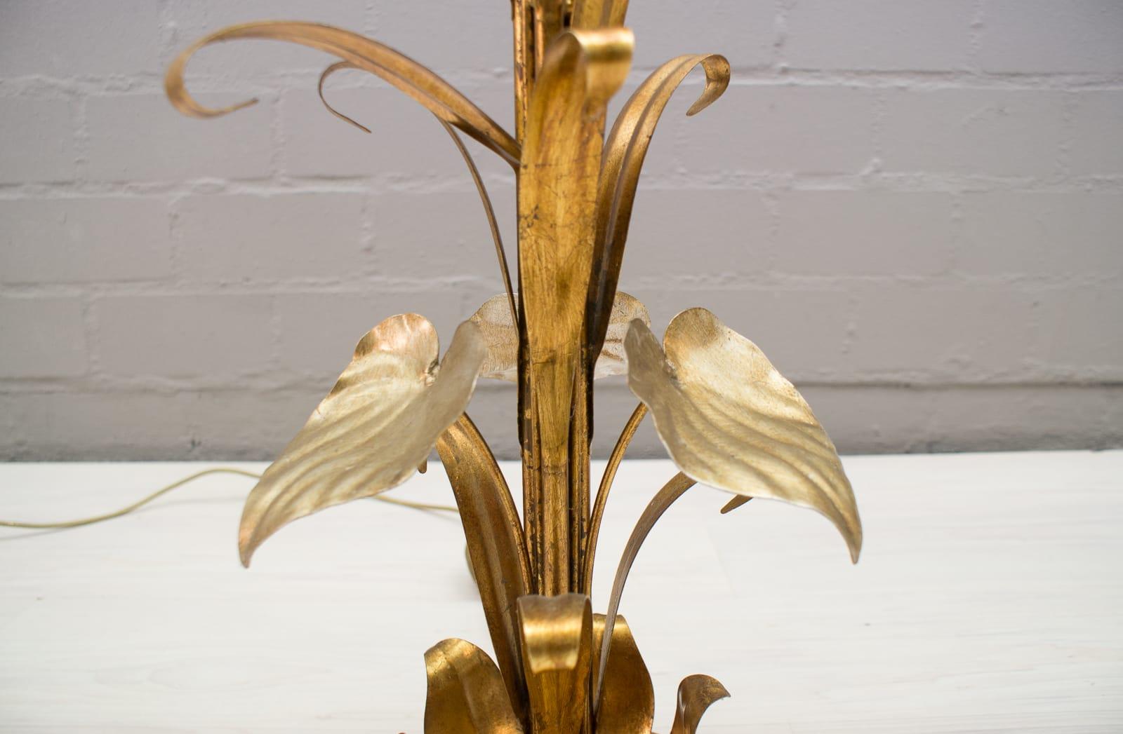 3-Light Gilded Floral Floor Lamp by Hans Kögl, Germany, 1970s 4