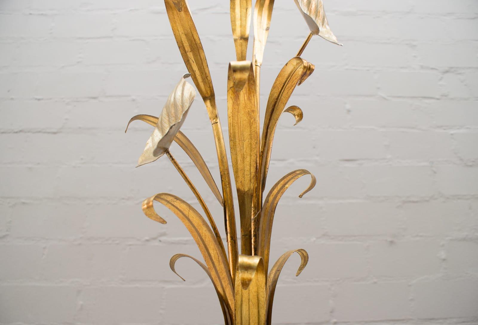 3-Light Gilded Floral Floor Lamp by Hans Kögl, Germany, 1970s 5