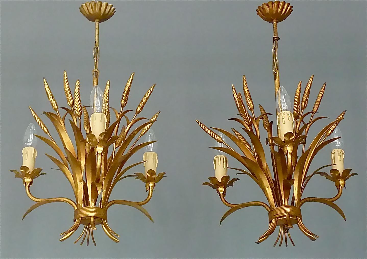 3-flammiger italienischer Blattkronleuchter aus vergoldetem Metall, Kögl, 1950er Jahre im Angebot 4