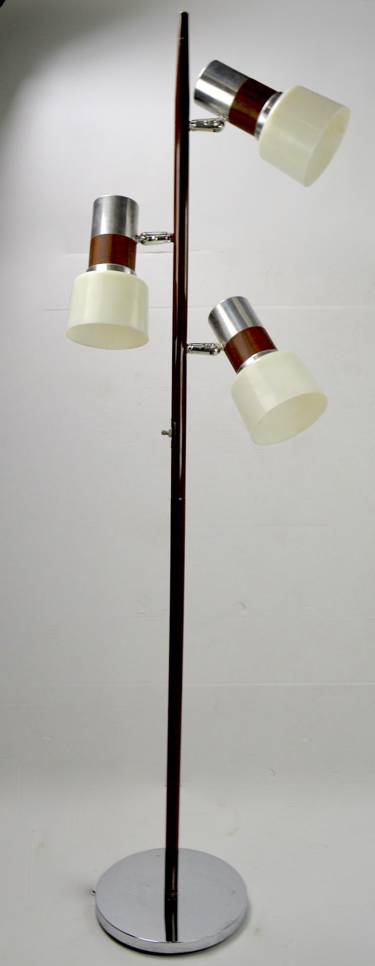 Mid-Century Modern 3-Light Mid Century Floor Lamp with Adjustable Shades Attributed to Thurston