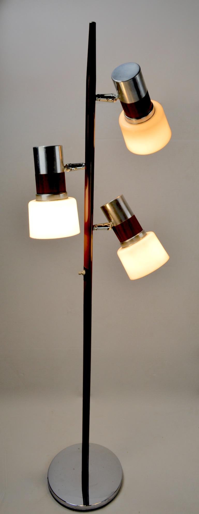 American 3-Light Mid Century Floor Lamp with Adjustable Shades Attributed to Thurston
