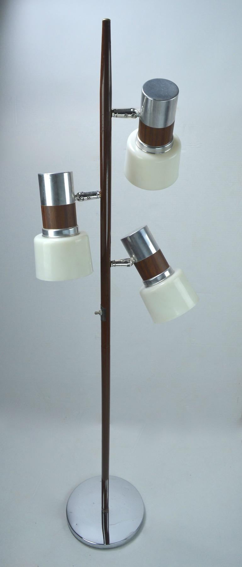 20th Century 3-Light Mid Century Floor Lamp with Adjustable Shades Attributed to Thurston