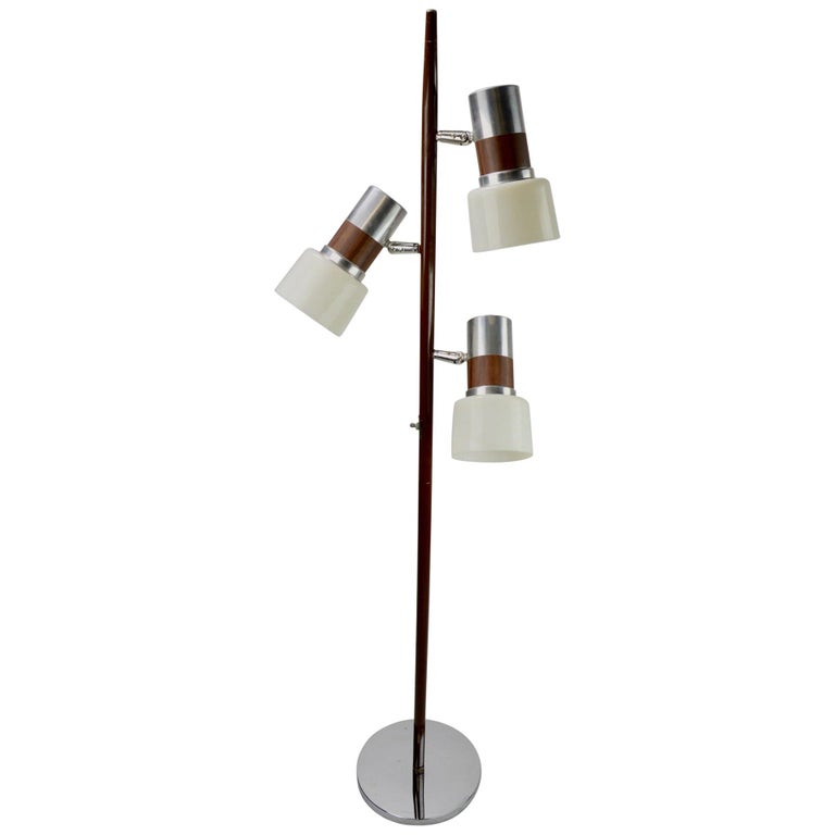 3-Light Mid Century Floor Lamp with Adjustable Shades Attributed to Thurston at 1stDibs | mid