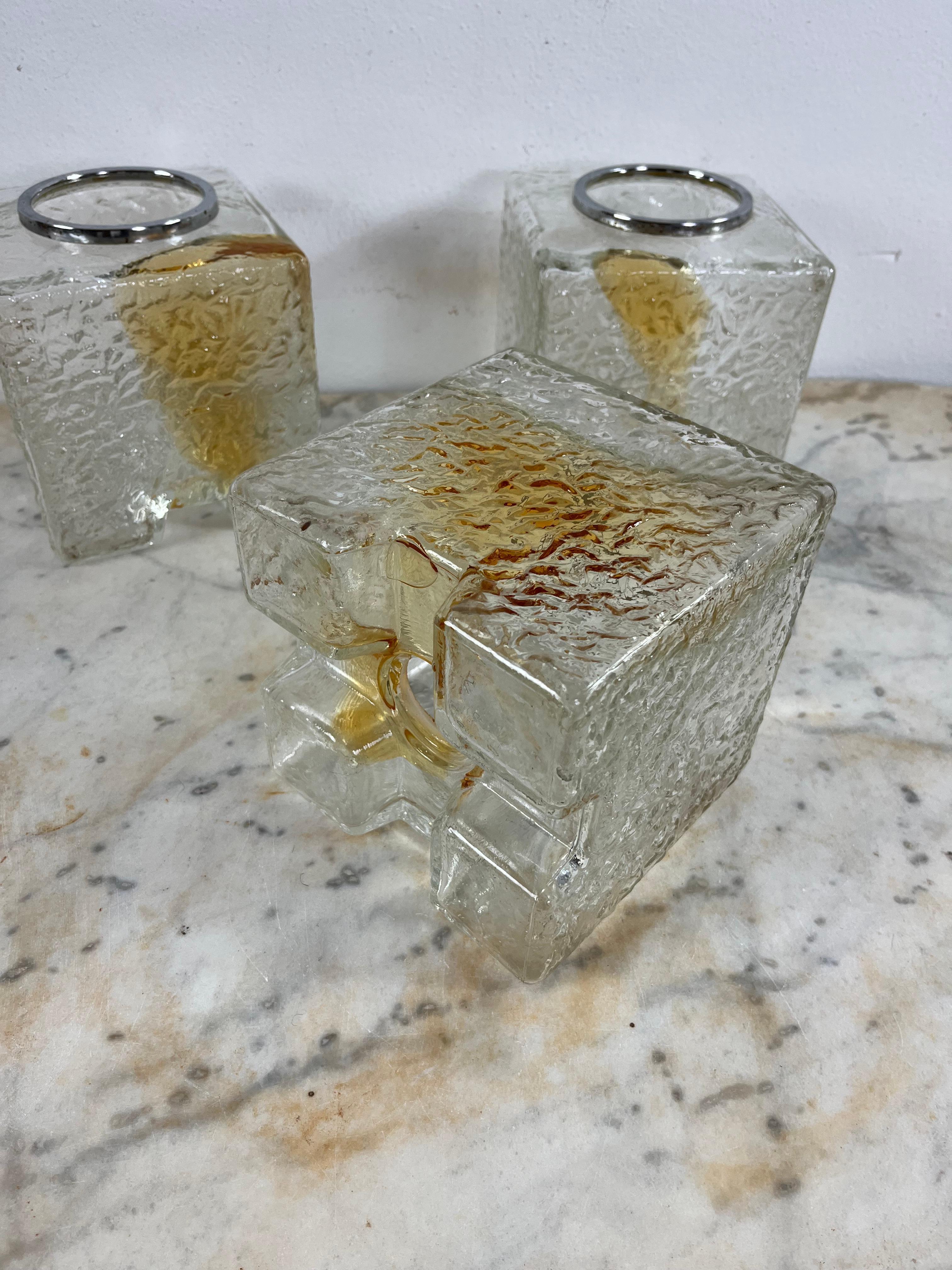 Lustre à 3 lumières en verre de Murano attribué à Toni Zuccheri pour VeArt, années 1970 en vente 6