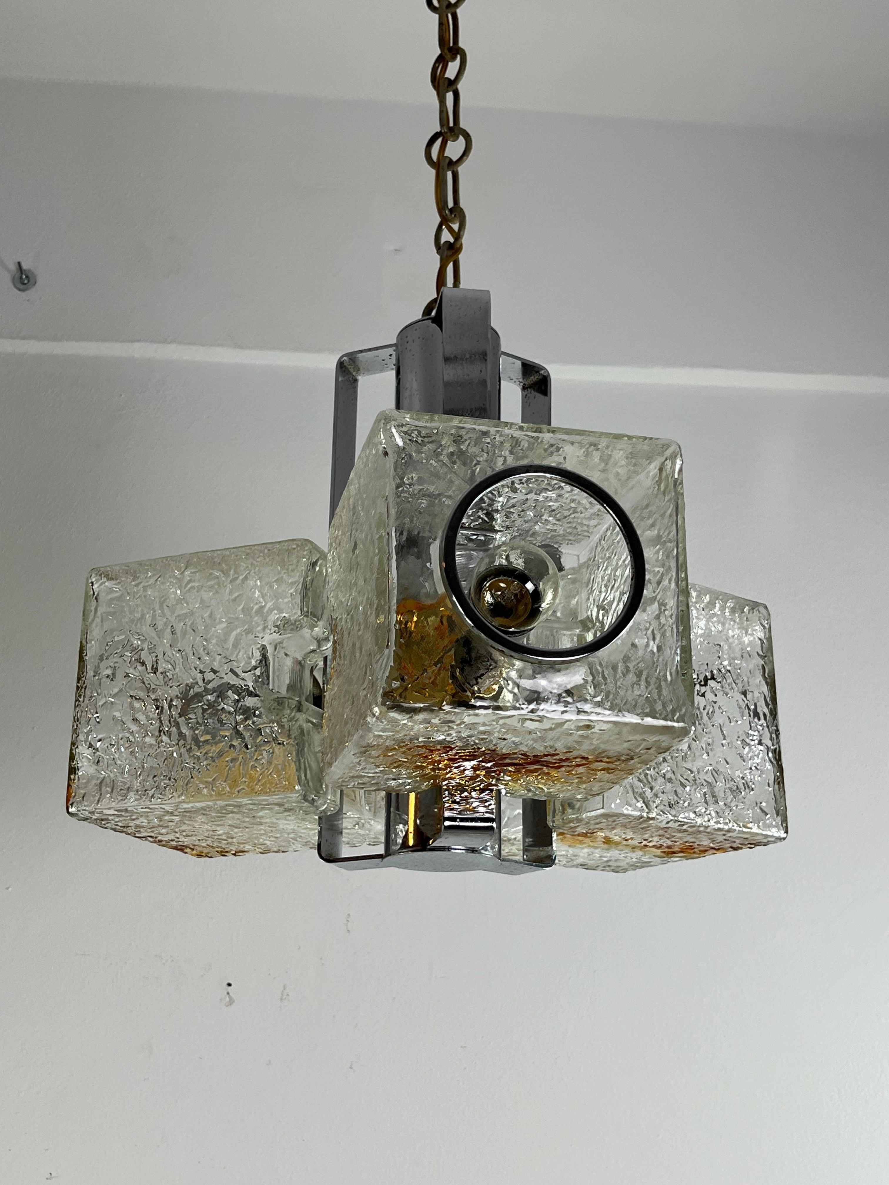 Lustre à 3 lumières en verre de Murano attribué à Toni Zuccheri pour VeArt, années 1970 Bon état - En vente à Palermo, IT