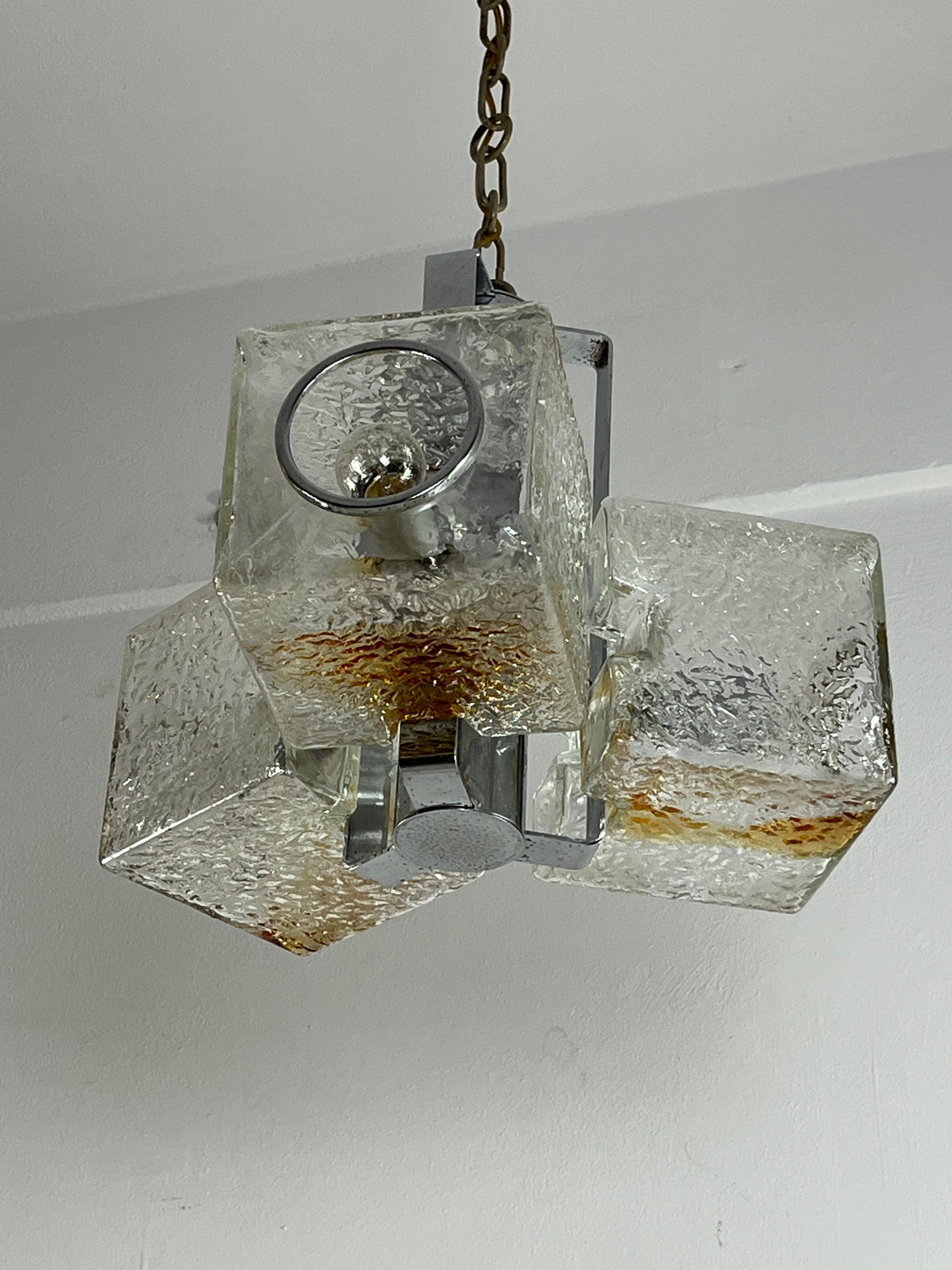 Métal Lustre à 3 lumières en verre de Murano attribué à Toni Zuccheri pour VeArt, années 1970 en vente