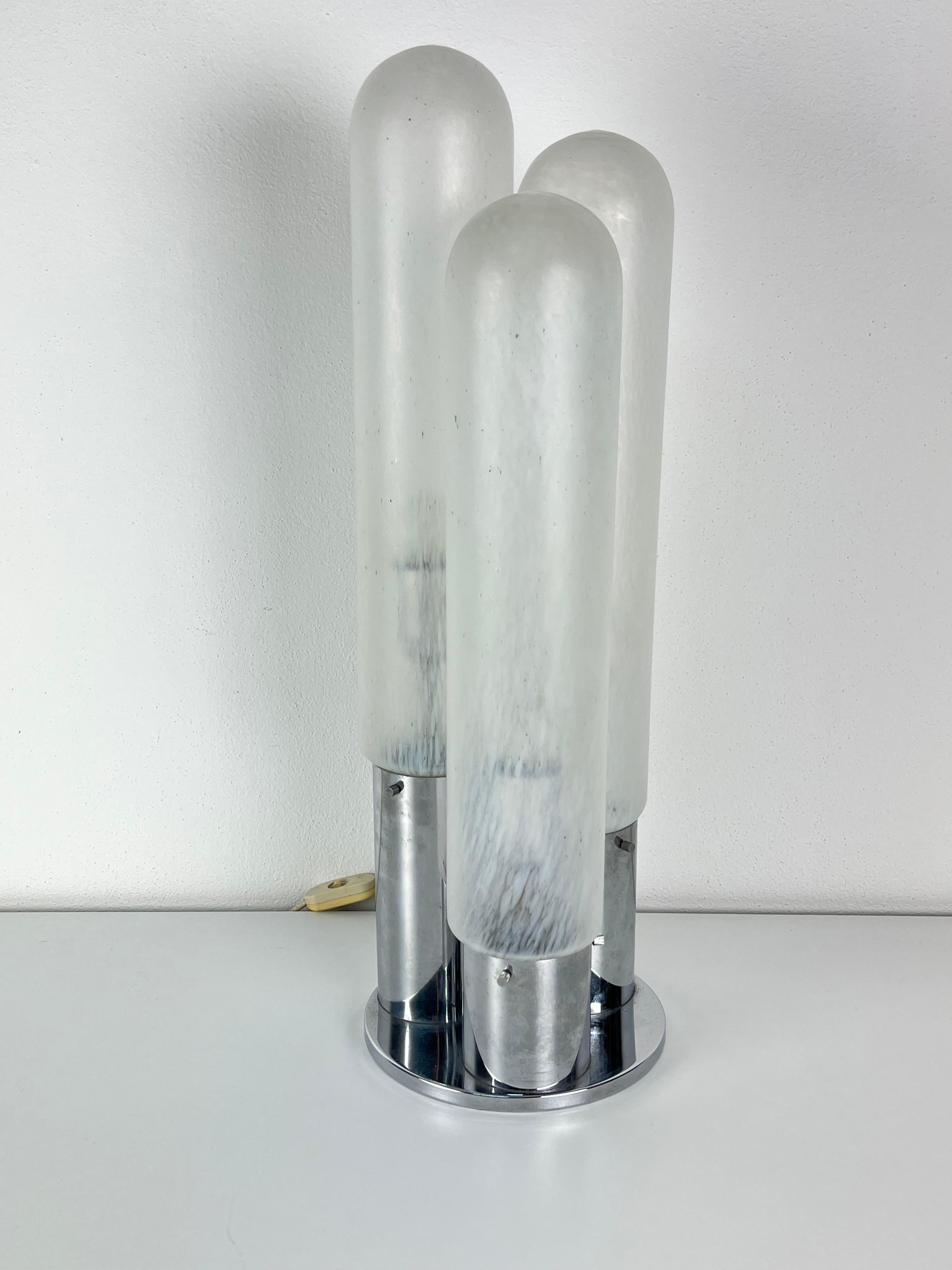 Fin du 20e siècle Lampe de bureau à 3 lumières en verre de Murano par Carlo Nason pour Mazzega, 1970 en vente