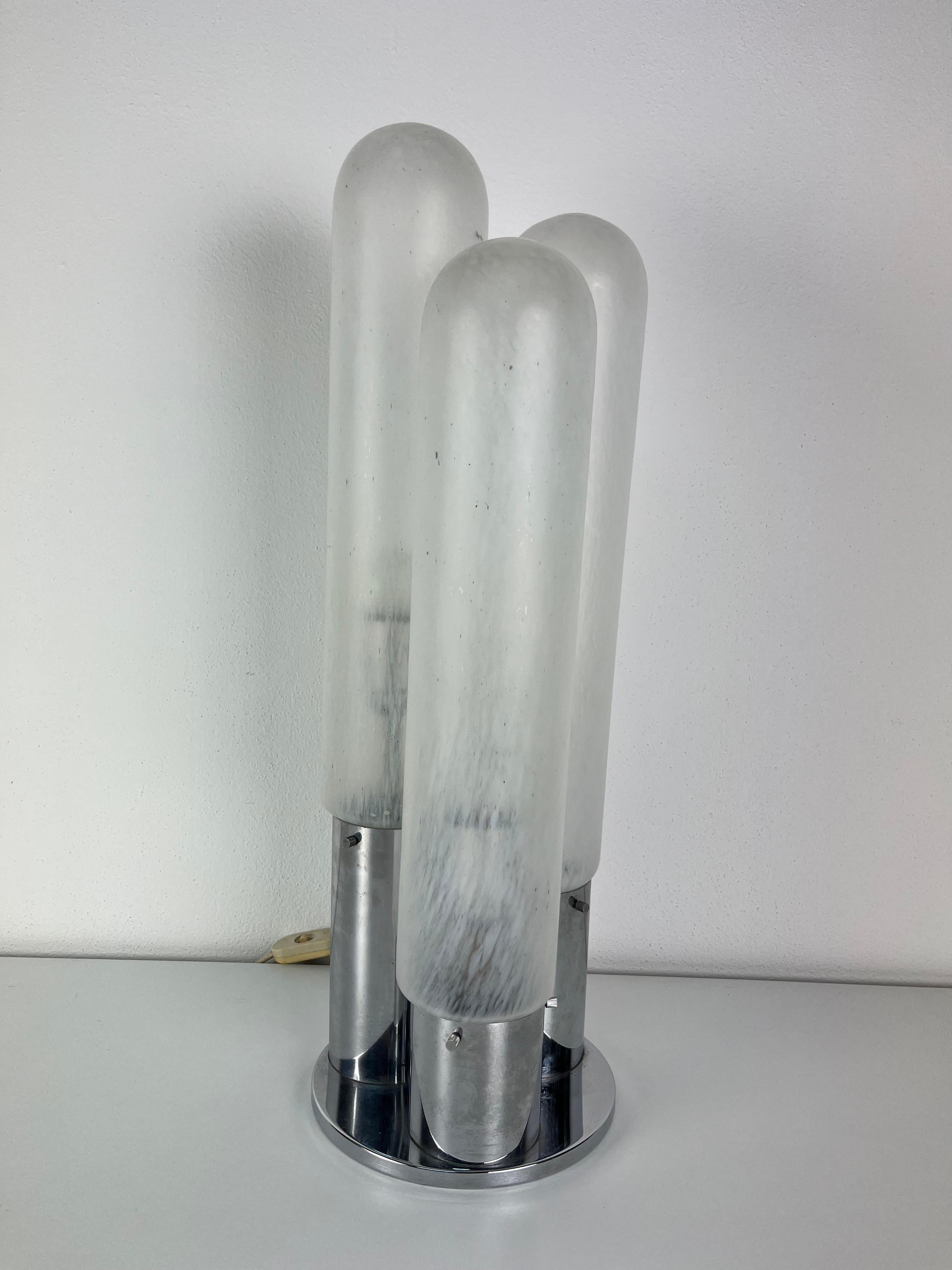 Métal Lampe de bureau à 3 lumières en verre de Murano par Carlo Nason pour Mazzega, 1970 en vente