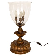 Vintage 3-Light Torchiere Table Lamp w/ Artichoke Stem by Luciano Tempo