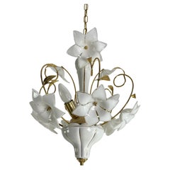 3-Light Venetian Chandelier With Murano Glass Flowers, 1970s