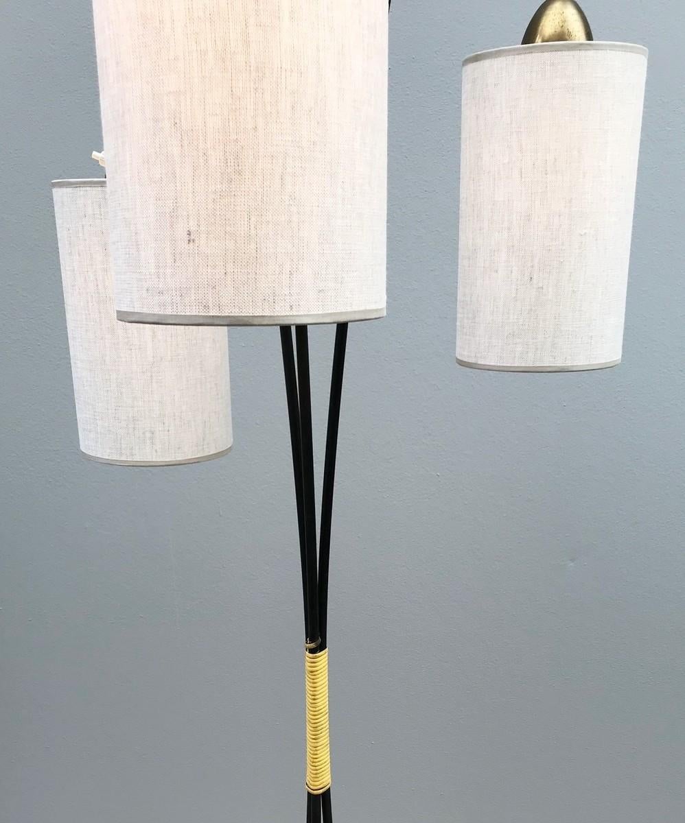 3 lights arch floor lamp with fabric shades.