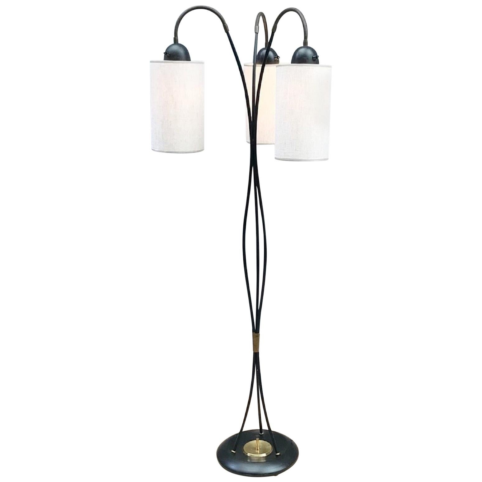3 Lights Arch Floor Lamp with Fabric Shades