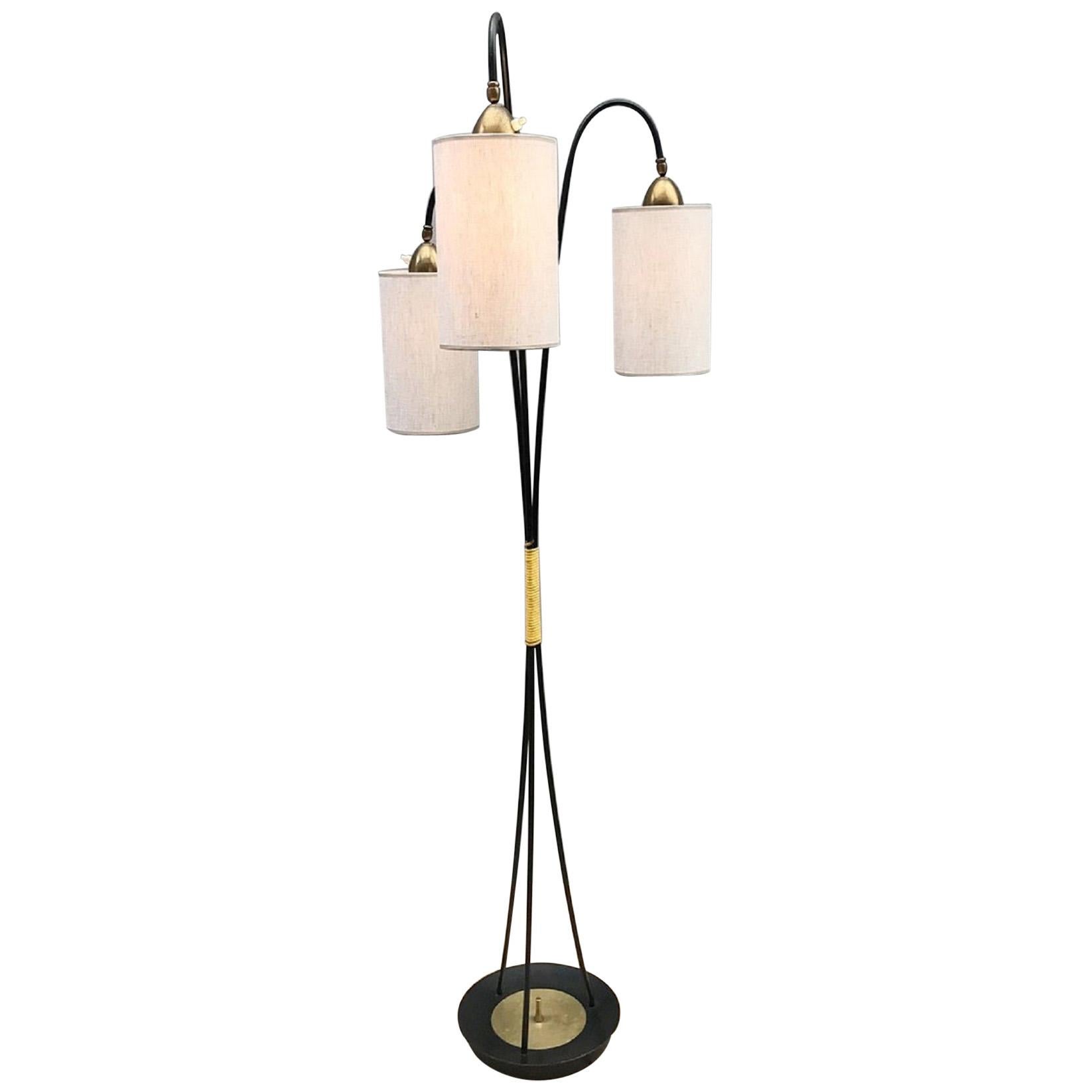 3 Lights Arch Floor Lamp with Fabric Shades