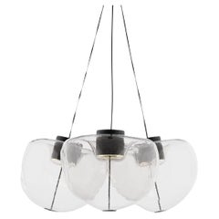 3 lights artistic ceiling chandelier, handcrafted with transparent Murano glass