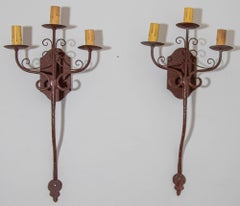 3 lights Iron Wall Sconces Santa Barbara Hacienda Spanish Style