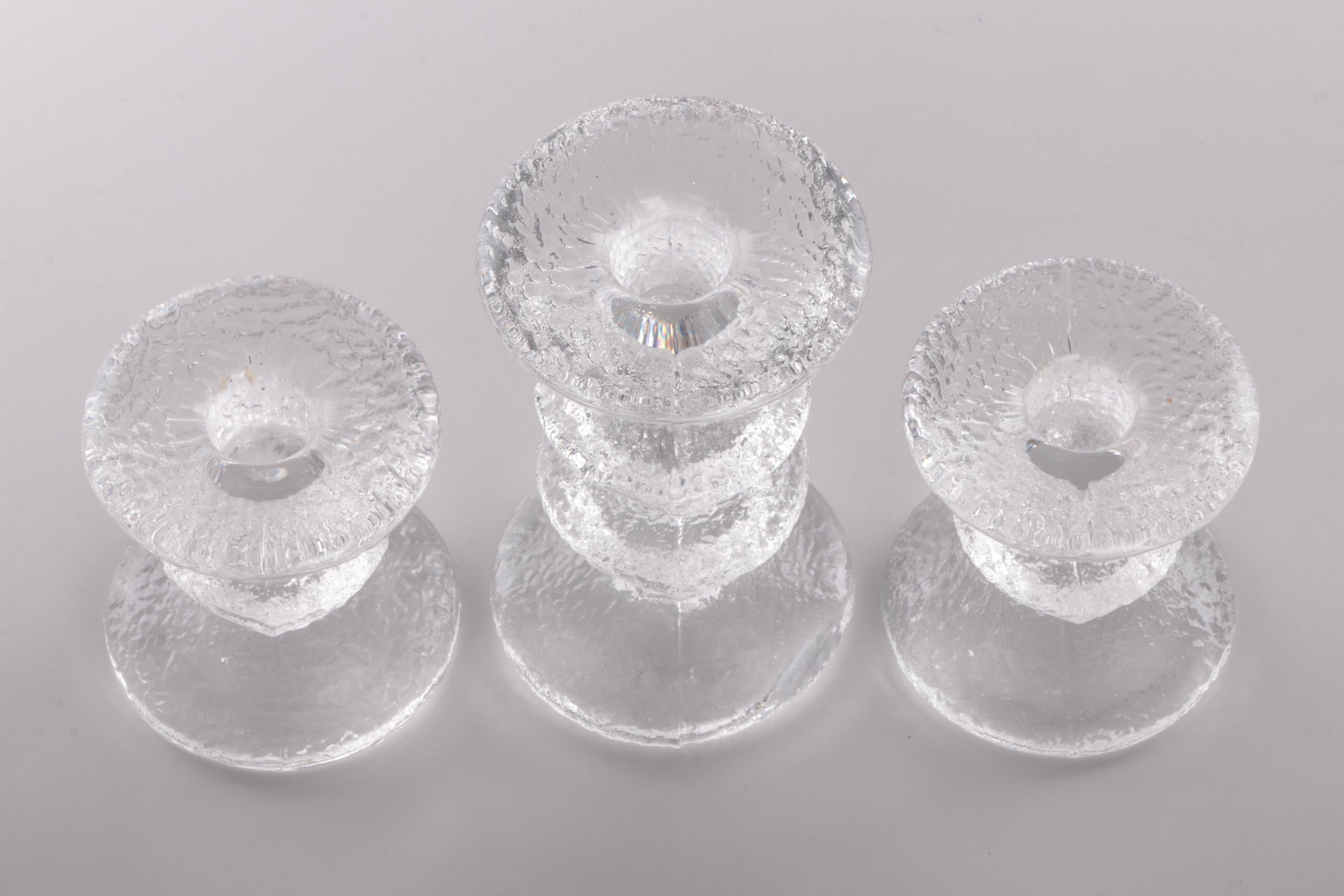 Art Glass 3 Littala Festivo Candle Holders Designed by Timo Sarpaneva