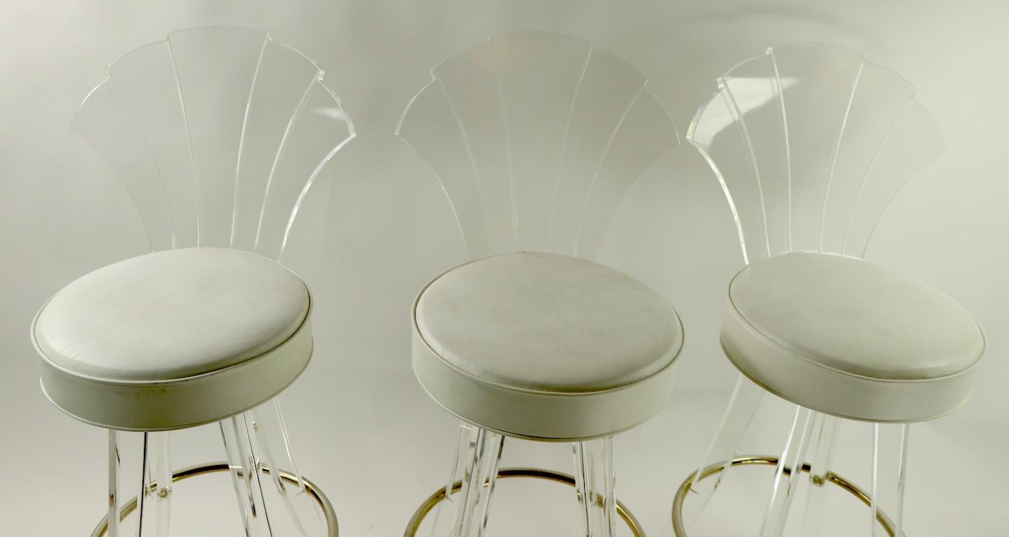 3 Lucite and Chrome Swivel Stools by Hill Manufacturing 4