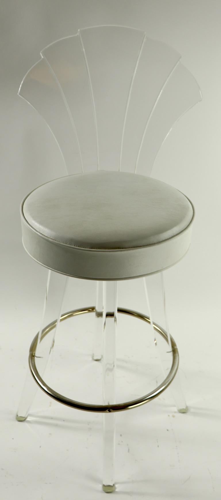 Hollywood Regency 3 Lucite and Chrome Swivel Stools by Hill Manufacturing